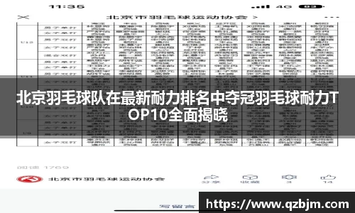 北京羽毛球队在最新耐力排名中夺冠羽毛球耐力TOP10全面揭晓